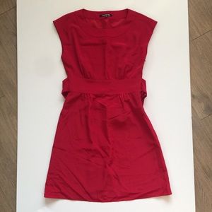 Gianni Bini Red Silk like Back Sash Dress Size 2